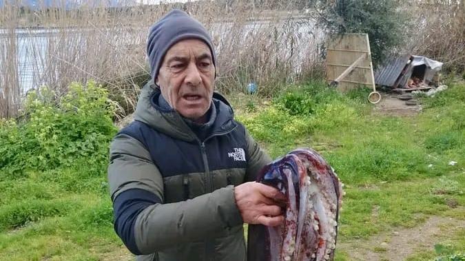 Salvatore Selenu con il totano da 7 chili