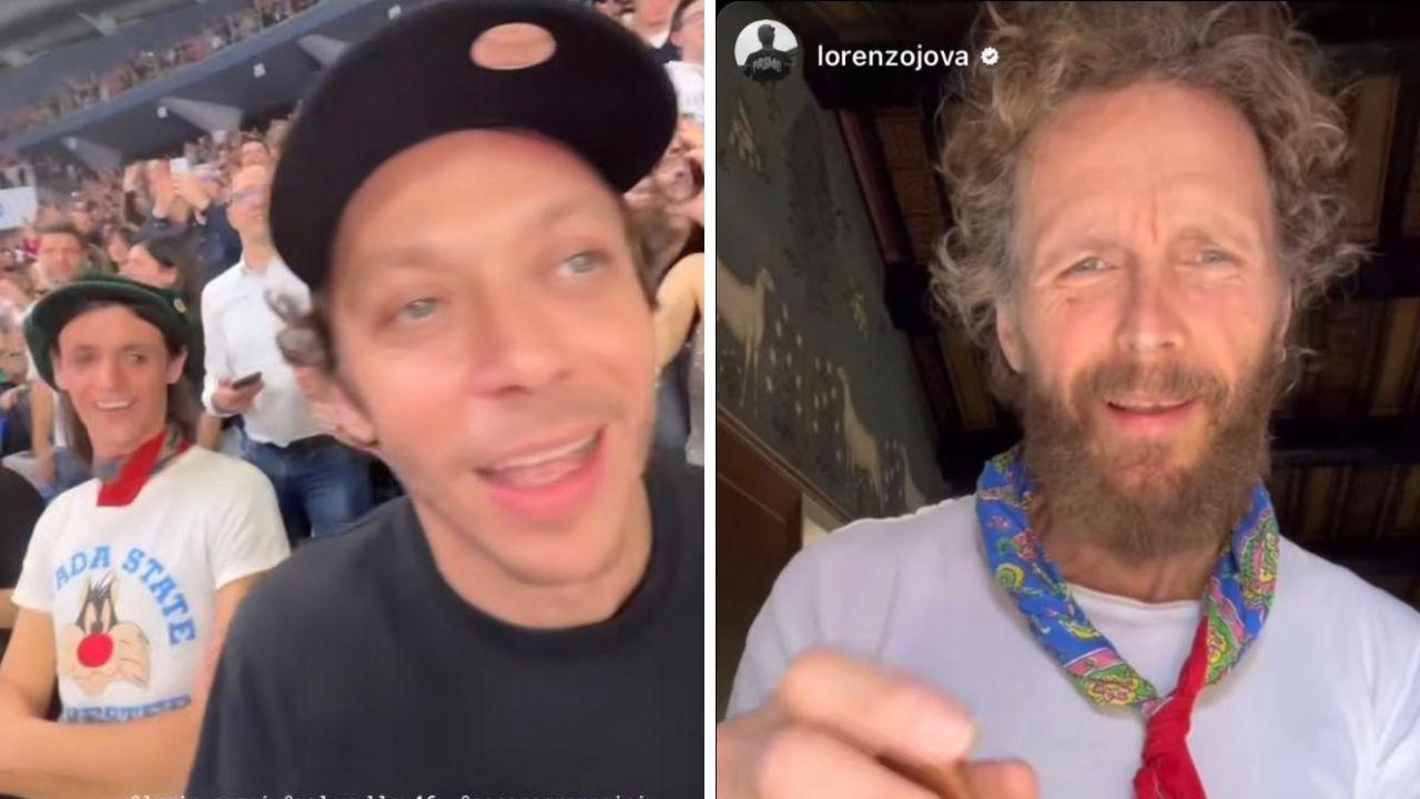 
	Jovanotti e Lucio Corsi con Valentino Rossi al concerto (foto da Instagram)

