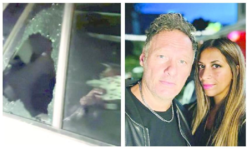 
	L'auto danneggiata, Robby&nbsp;Giusti e la moglie Jenny

