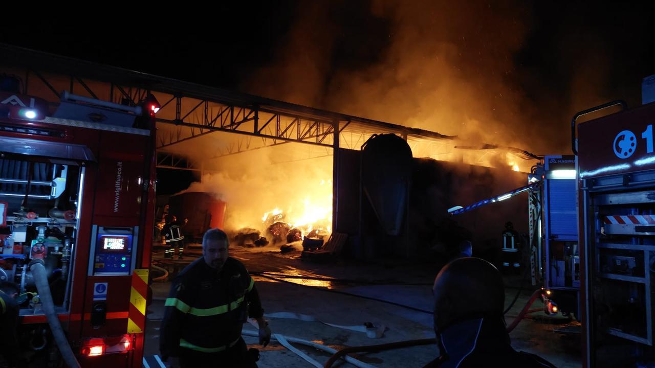 Vigili del fuoco all'opera per domare le fiamme