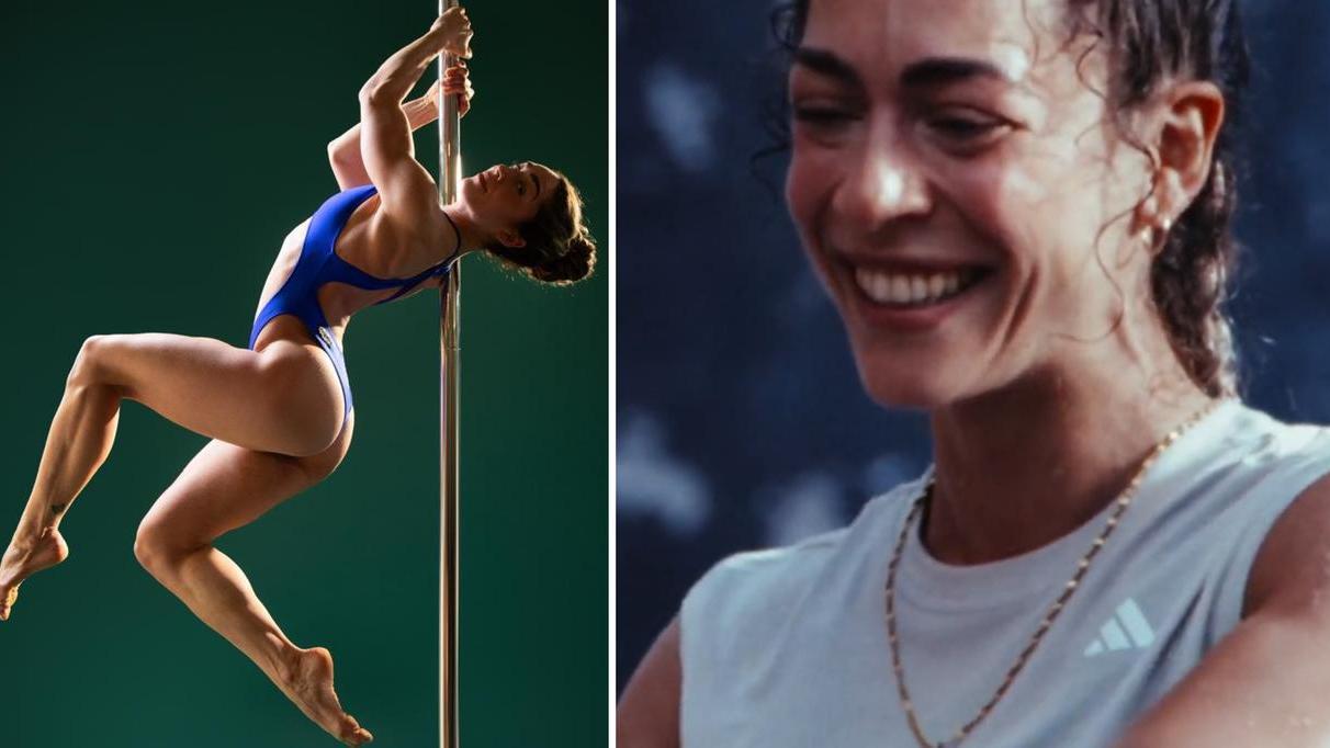 Giorgia Diazzi in un'esibizione di pole dance e nello spot