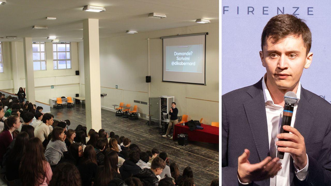 Un momento dell'incontro con Bernard Dika in aula magna