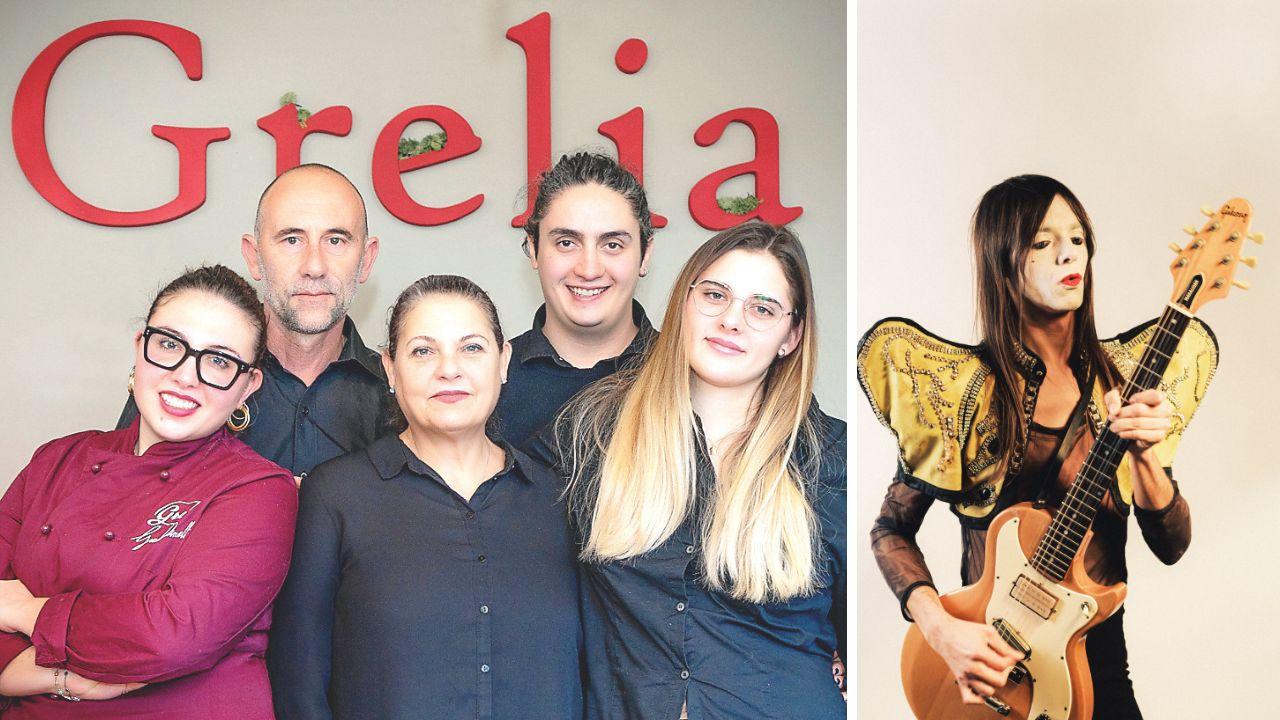 
	Le sorelle Dinelli insieme ai genitori e Claudio Luca, di fianco Lucio Corsi

