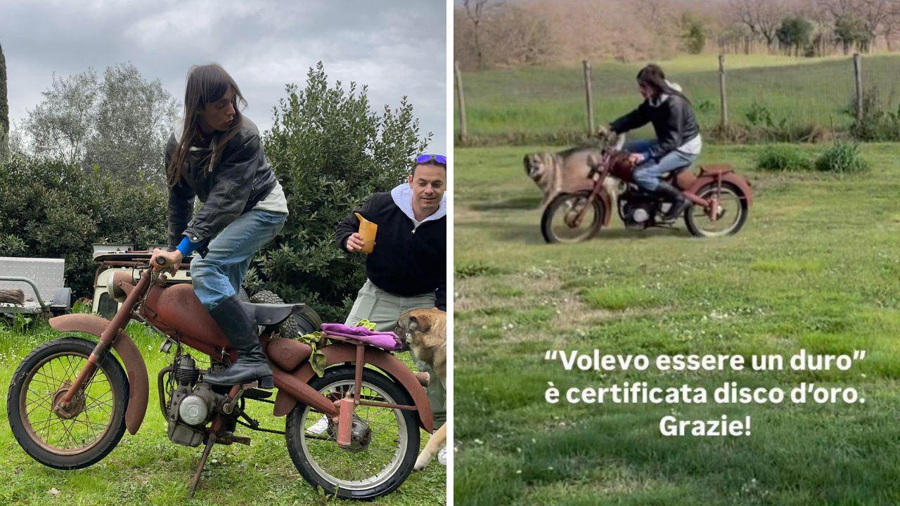 Lucio Corsi sulla moto (foto dalla sua pagina Facebook)