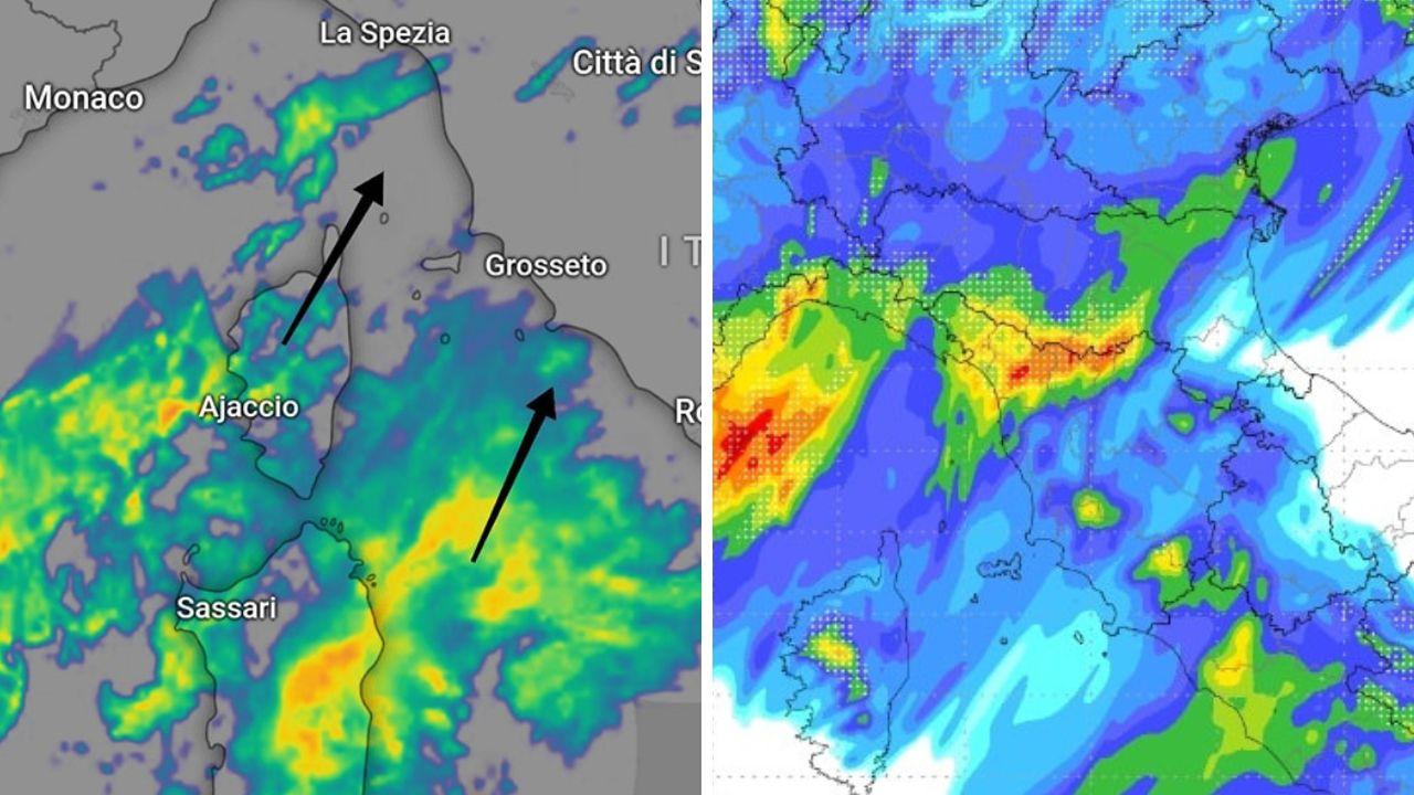 Il maltempo in arrivo nelle carte del Centro Meteo Toscana
