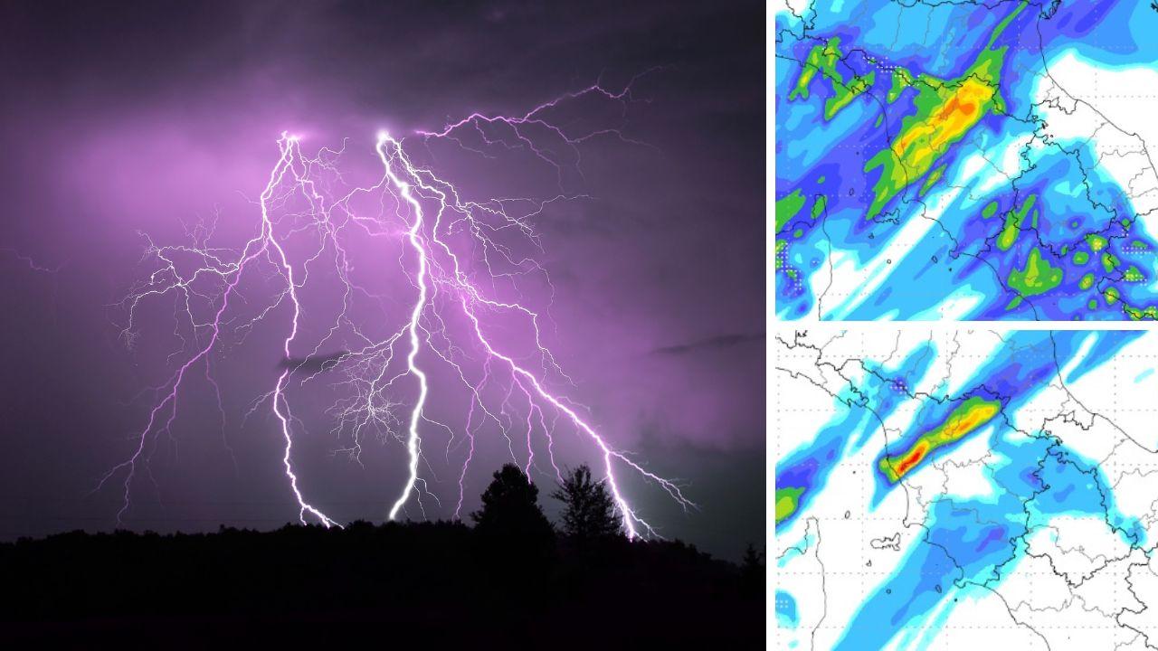 A destra la poggia prevista tra giovedì 13 e venerdì 14 marzo