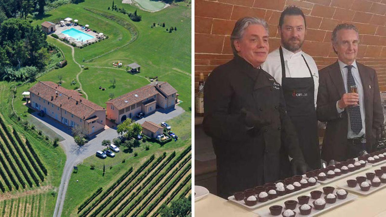 La tenuta dall'alto e a destra : Giovanni Angiolini, Filippo D’Urso e il conte Aldobrando degli Azzoni Avogadro