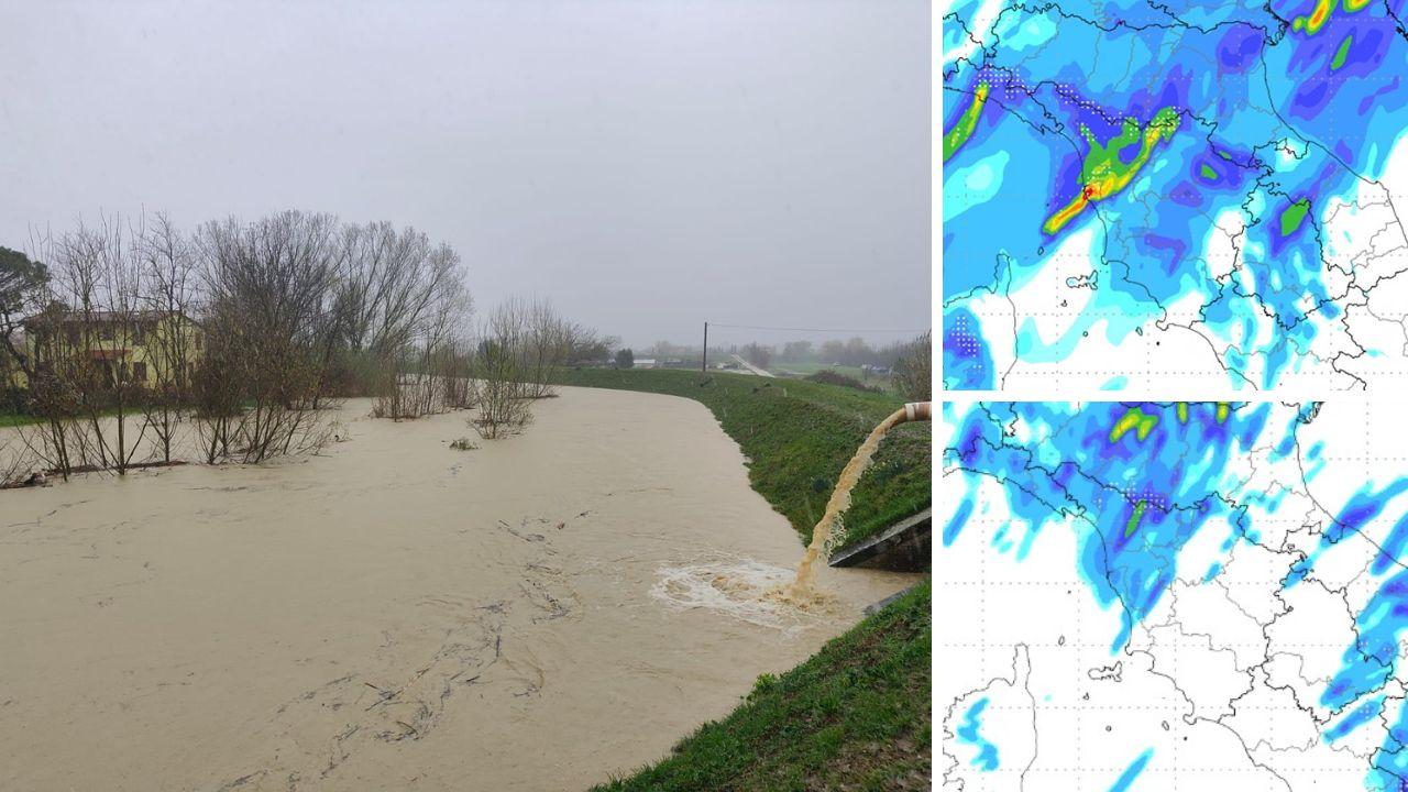 
	A destra in alto la pioggia prevista in serata del 14 marzo; sotto quella per sabato 15

