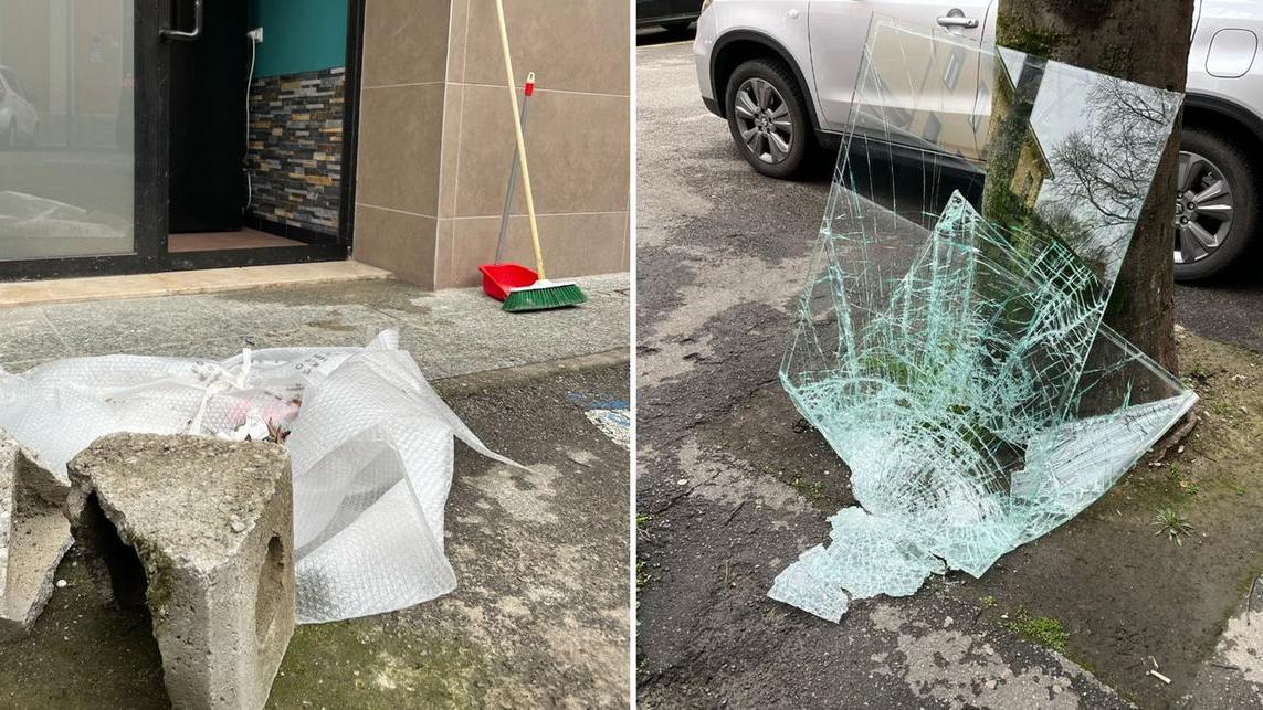 La porta a vetri spaccata