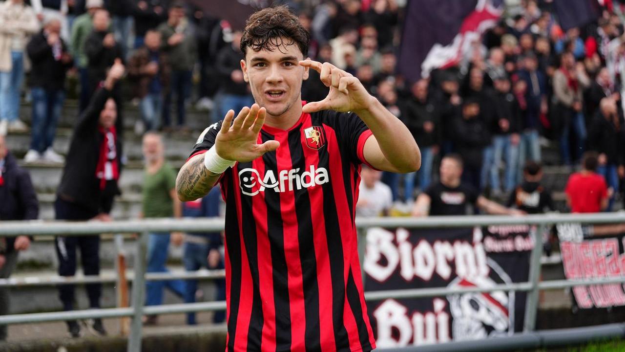 L'esultanza di Selvini (foto Nucci)