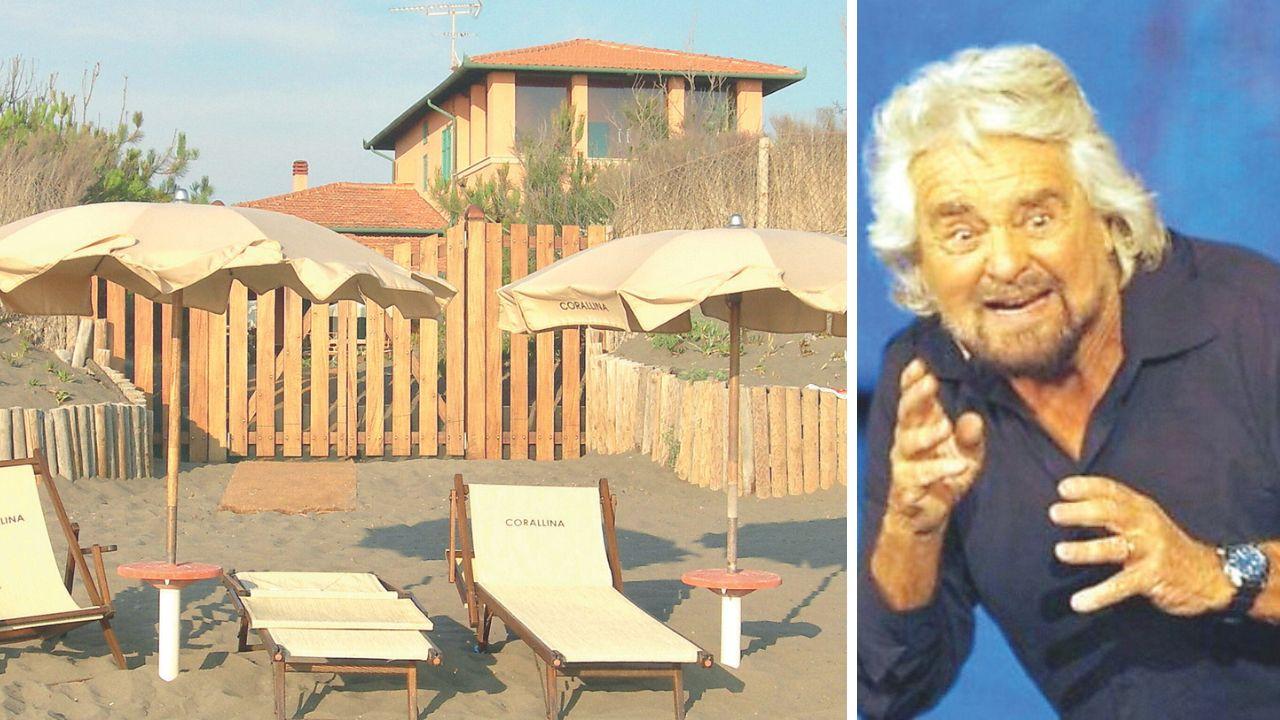 
	La spiaggia in questione e Beppe Grillo

