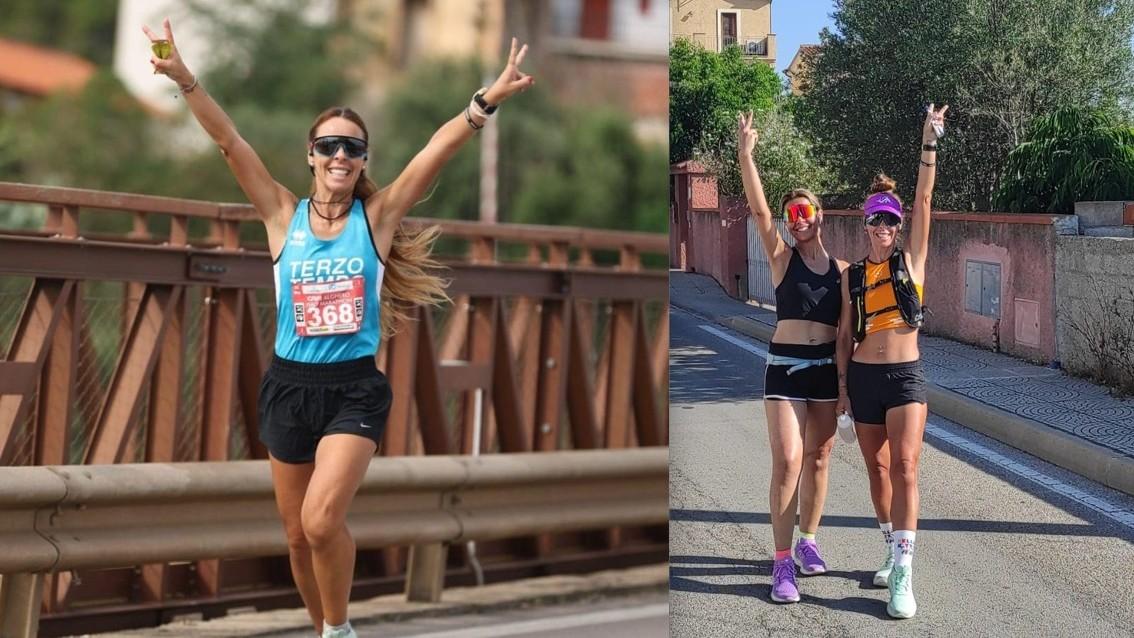 
	Cinzia Noli durante una gara e accanto insieme alla sorella Samantha

