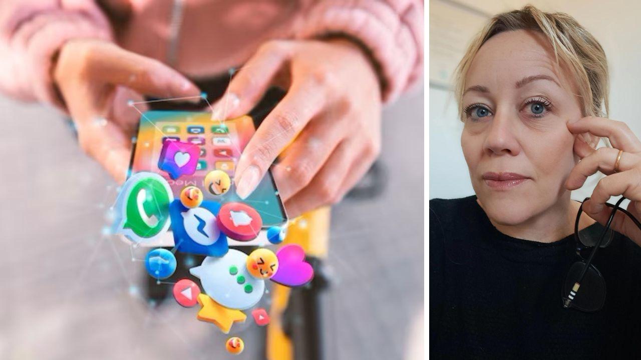 Un’immagine emblematica del rapporto tra giovani e social (Freepik) e la psicologa Valentina Bezzi 