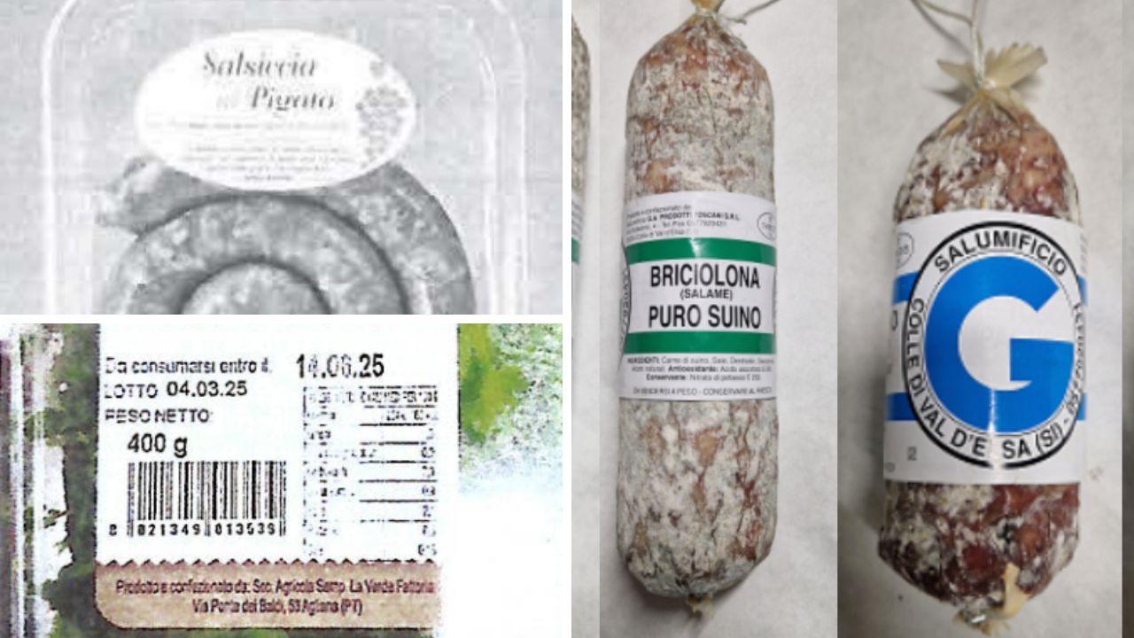 
	A sinistra la salsiccia e gli spinaci cotti; a destra i salami

