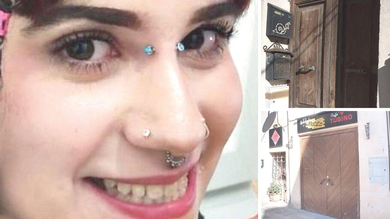 Aurora Bellini, il portone della sua casa e il bar Di Mezzo che ieri ha chiuso per lutto (Foto Bf)