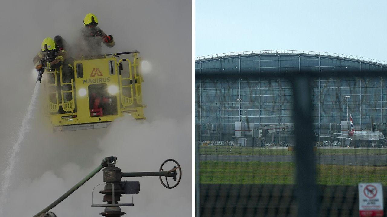 Il lavoro dei vigili del fuoco e l'aeroporto bloccato