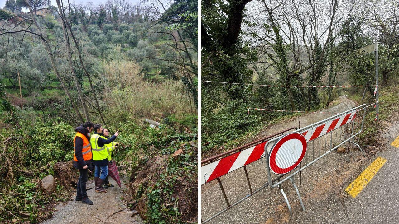 
	La zona della frana (a destra foto Paolo Nucci)

