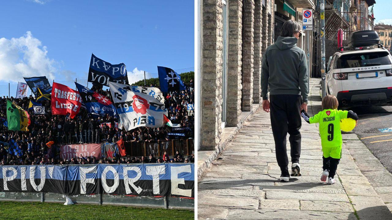 A destra Pippo Inzaghi con il figlio
