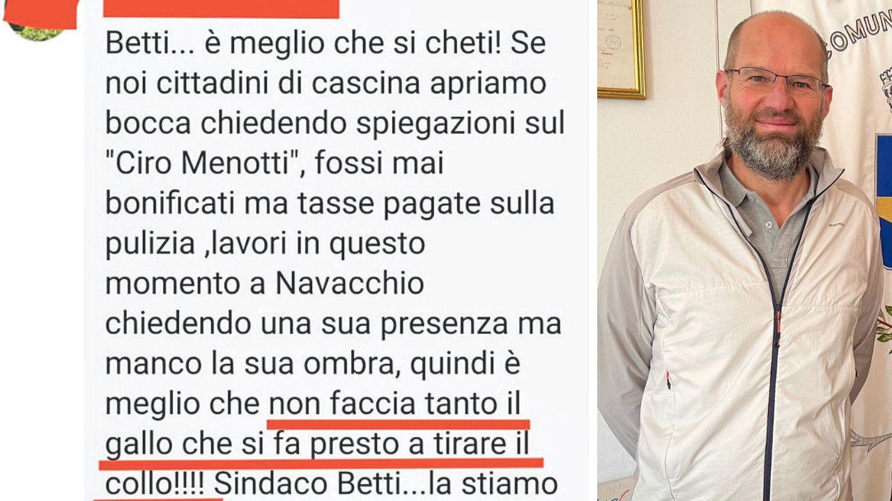 Cascina, minacce al sindaco: «Si fa presto a tirargli il collo». Lui replica: «Pronto alla querela»
