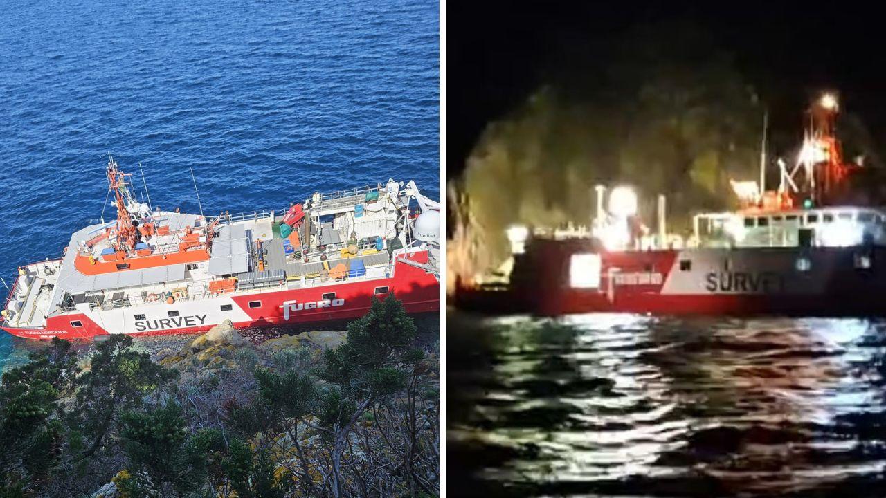 La nave domenica mattina e nella notte precedente