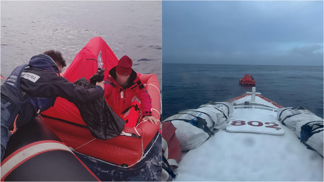 Lancia il Mayday, il suo catamarano affonda e si rifugia sulla zattera