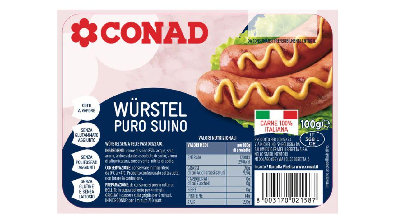 Wurstel Conad ritirati dai supermercati 