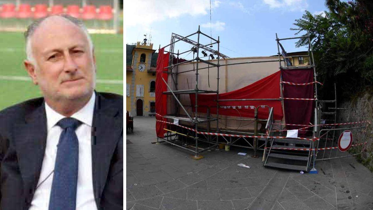 Il sindaco Lorenzetti e il palco sequestrato dopo la tragedia
