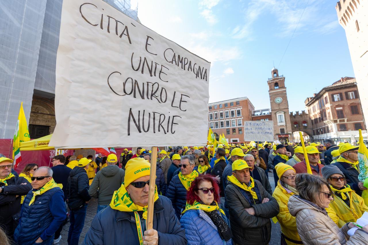 Emergenza nutrie, agricoltori in piazza a Ferrara