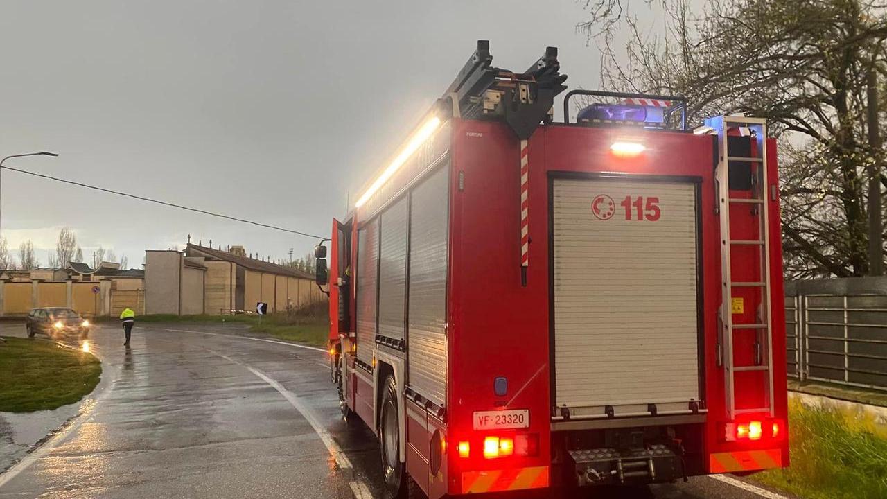 Maltempo, cede un cavo dell’elettricità: strada chiusa a Brescello