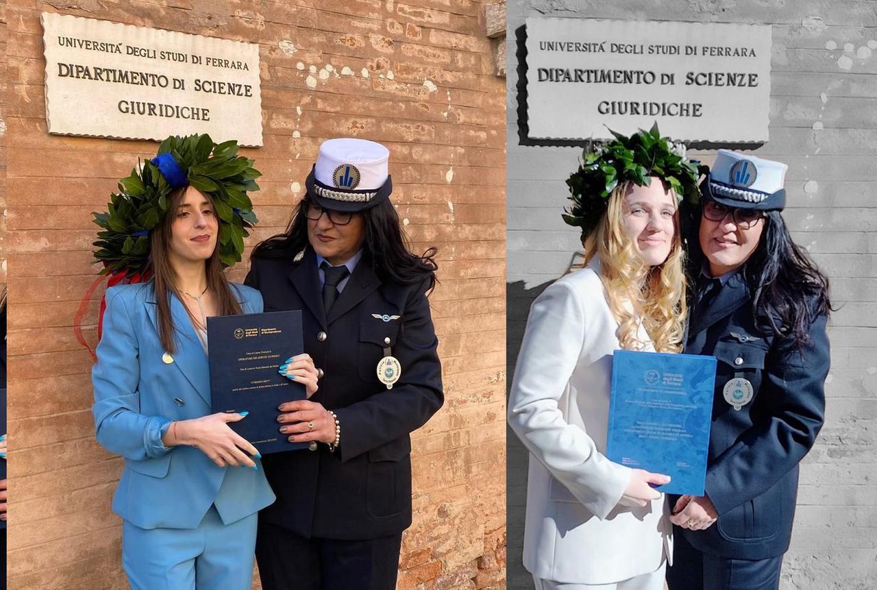 Alessia, Sofia e le tesi con la Polizia locale di Ferrara su Cybersecurity e omicidio stradale