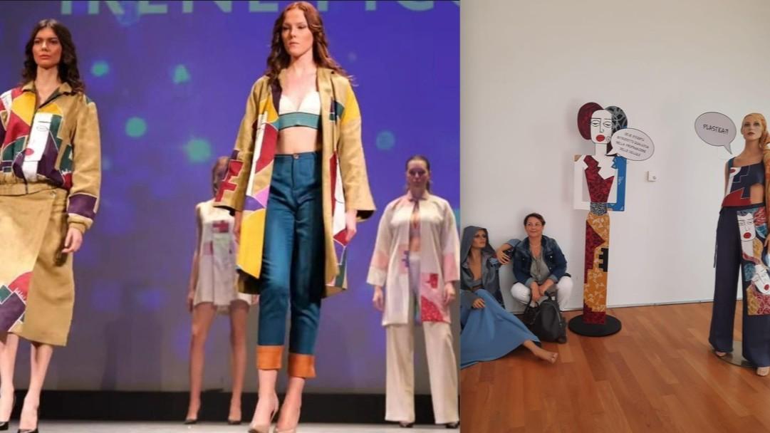 
	Un momento della sfilata e a destra Irene Piccinnu tra le sue creazioni

