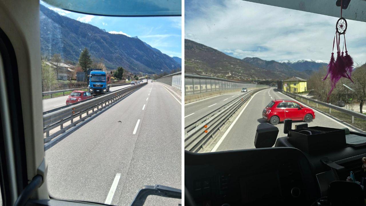 
	L'auto bloccata dal tir

