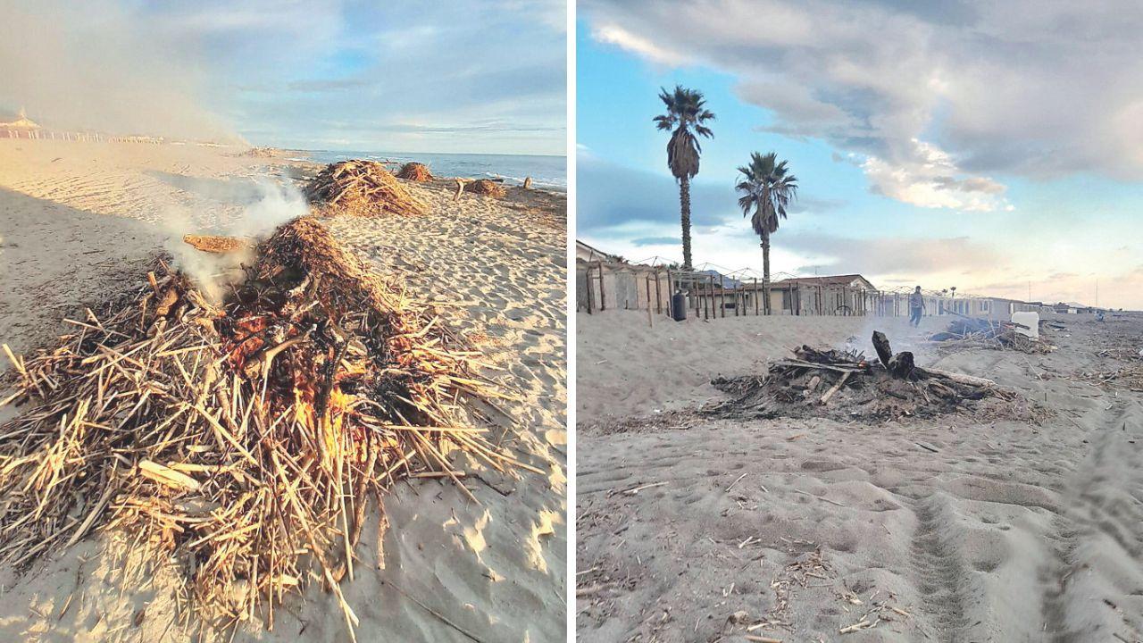 Alcuni fuochi sulla spiaggia di Poveromo