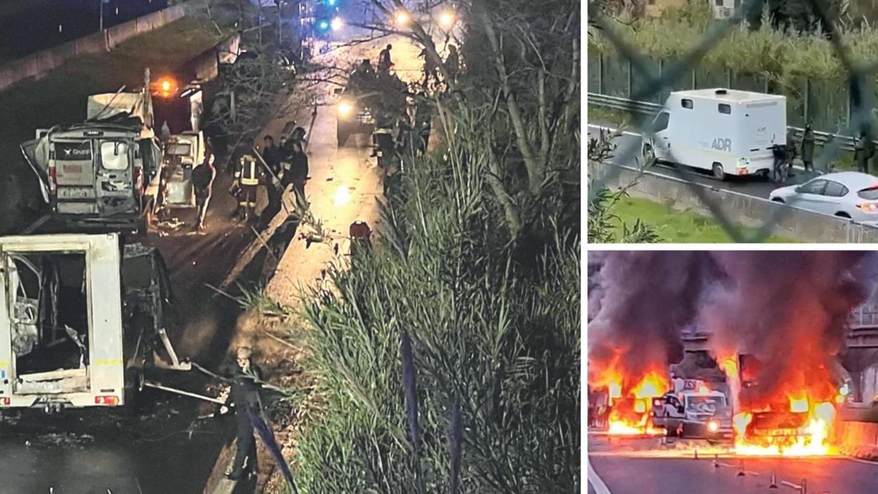 I furgoni distrutti, l'assalto e le fiamme lungo l'Aurelia