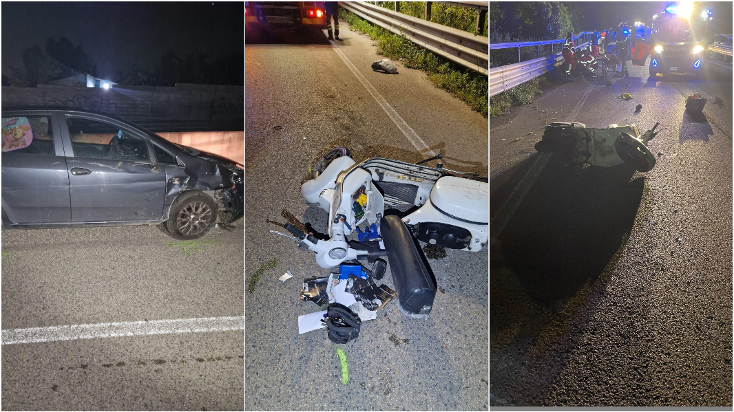 Schianto moto-auto: in ospedale l’uomo in sella alla Vespa