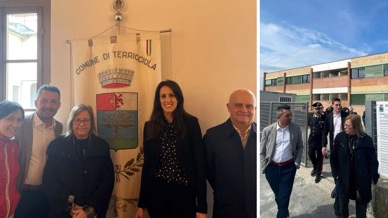 Due momenti della visita di Paola Frassinetti a Terricciola