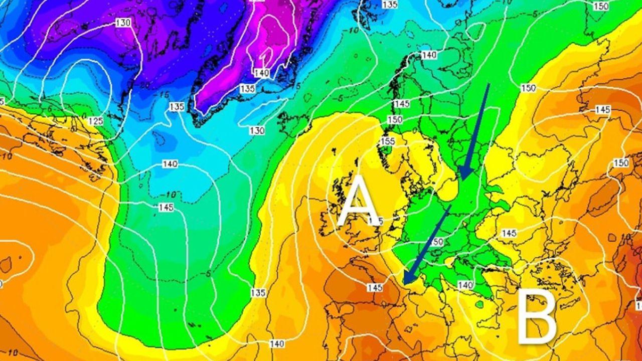 
	Il freddo in arrivo sull'Italia (Elaborazione grafica Cmt)

