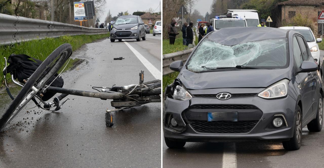
	La bici e l'auto dopo l'incidente

