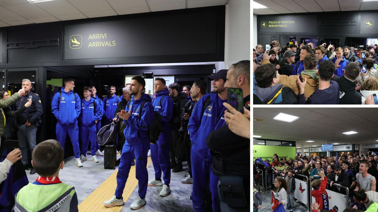 
	L'arrivo del Pisa all'aeroporto Galilei e l'accoglienza dei tifosi (foto Stick)

