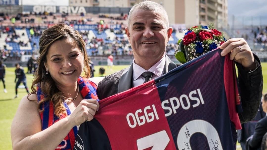 Tamara e Diego, sposi novelli alla partita del Cagliari