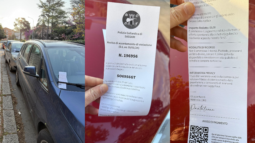 Sfilza di multe da 69 euro sulle auto in sosta a Sassari, ma è solo un pesce d’aprile