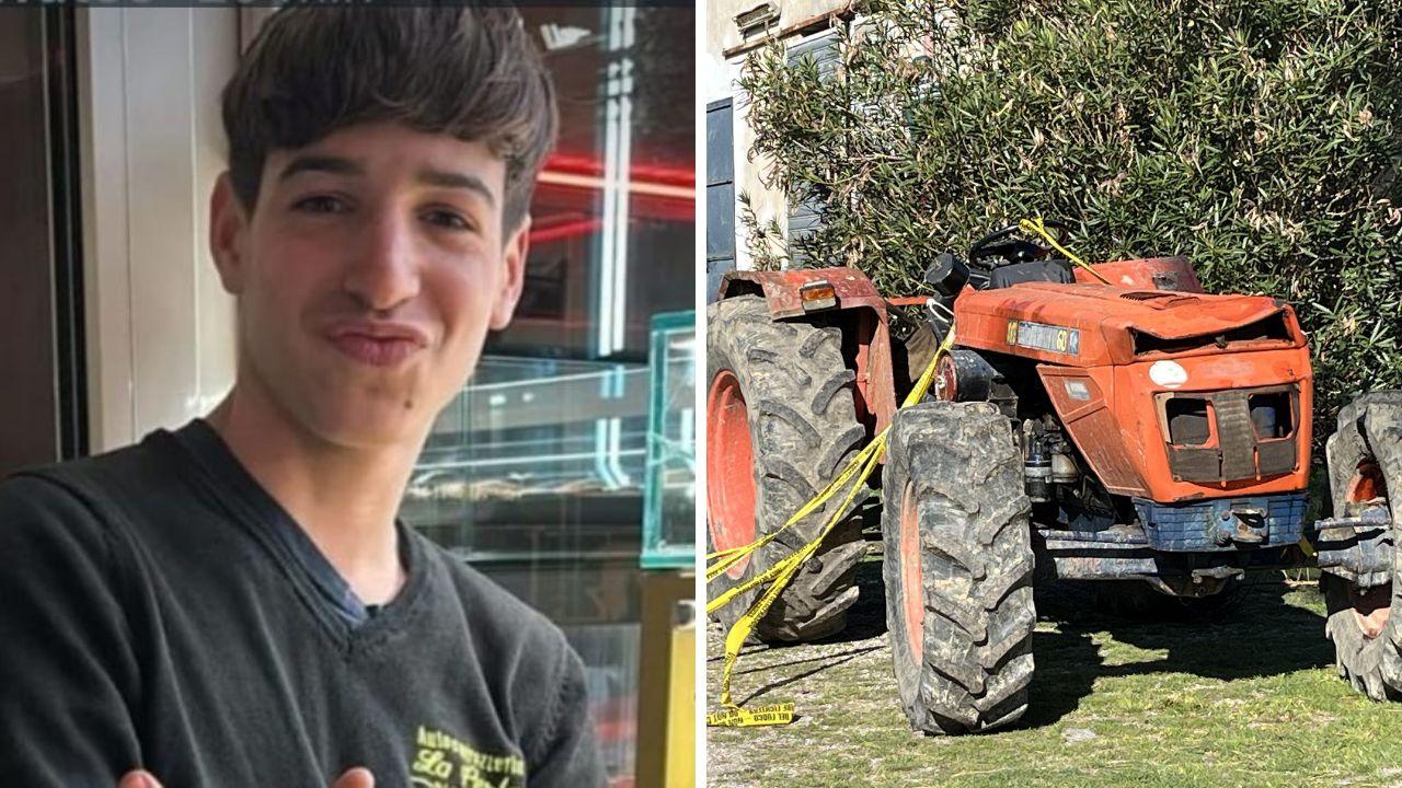 Felice Laveglia e il trattore che stava guidando al momento della tragedia (Foto Stick)