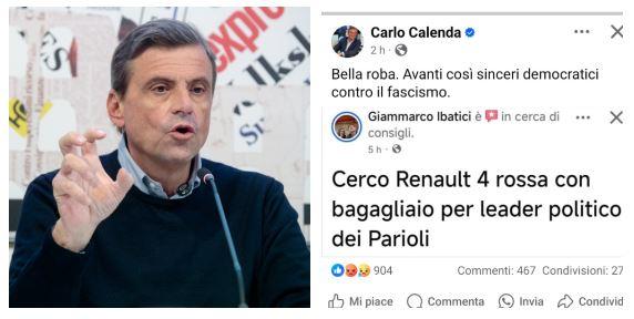 «Renault 4 per leader dei Parioli»: il post shock di un reggiano contro Carlo Calenda