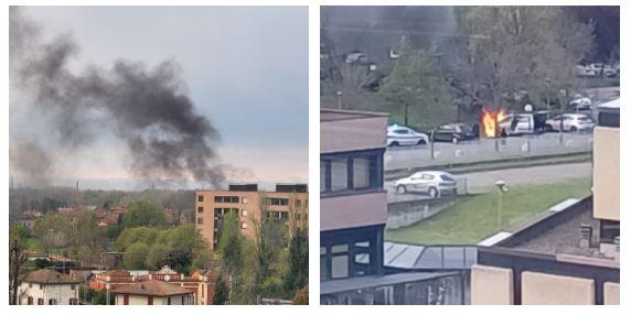 Reggio Emilia, auto in fiamme dietro al tribunale