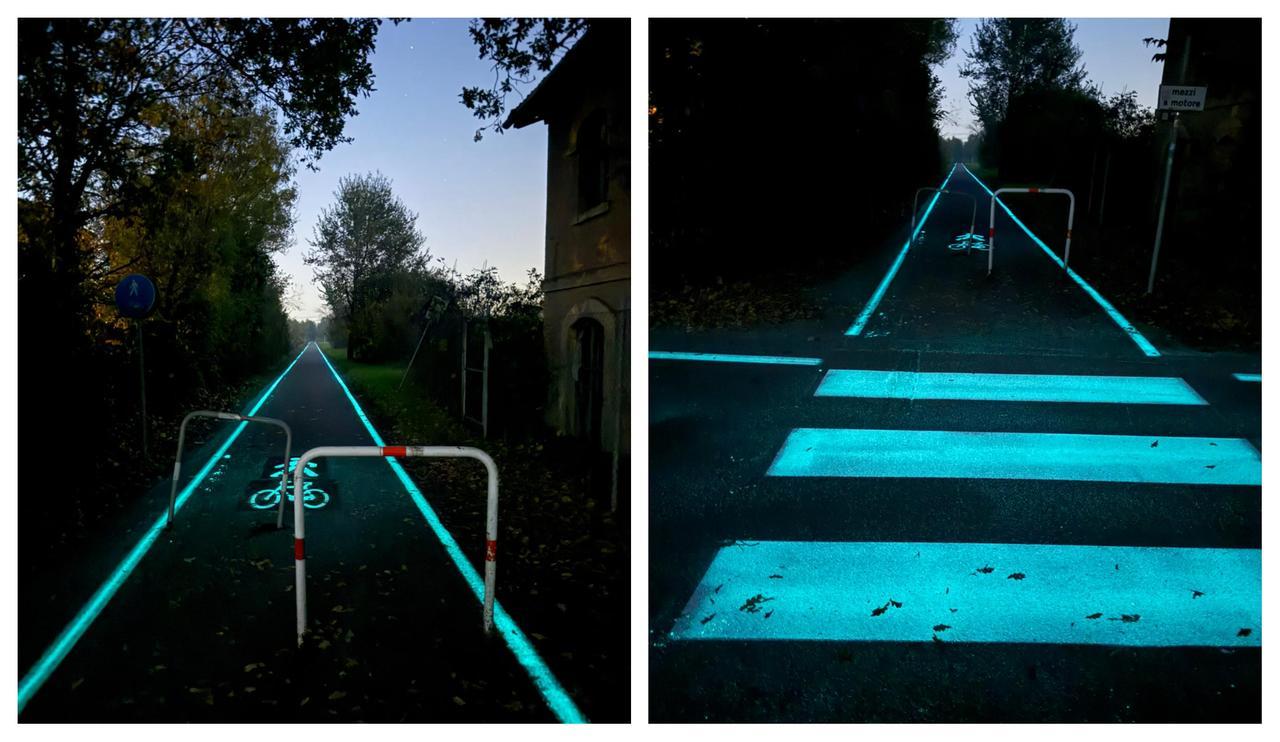 Ciclabile Modena-Vignola, l’asfalto si illumina di notte per aumentare la sicurezza