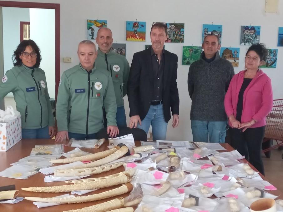 Zanne di elefante e 300 opere in avorio, la collezione di don Galvani al Corpo forestale