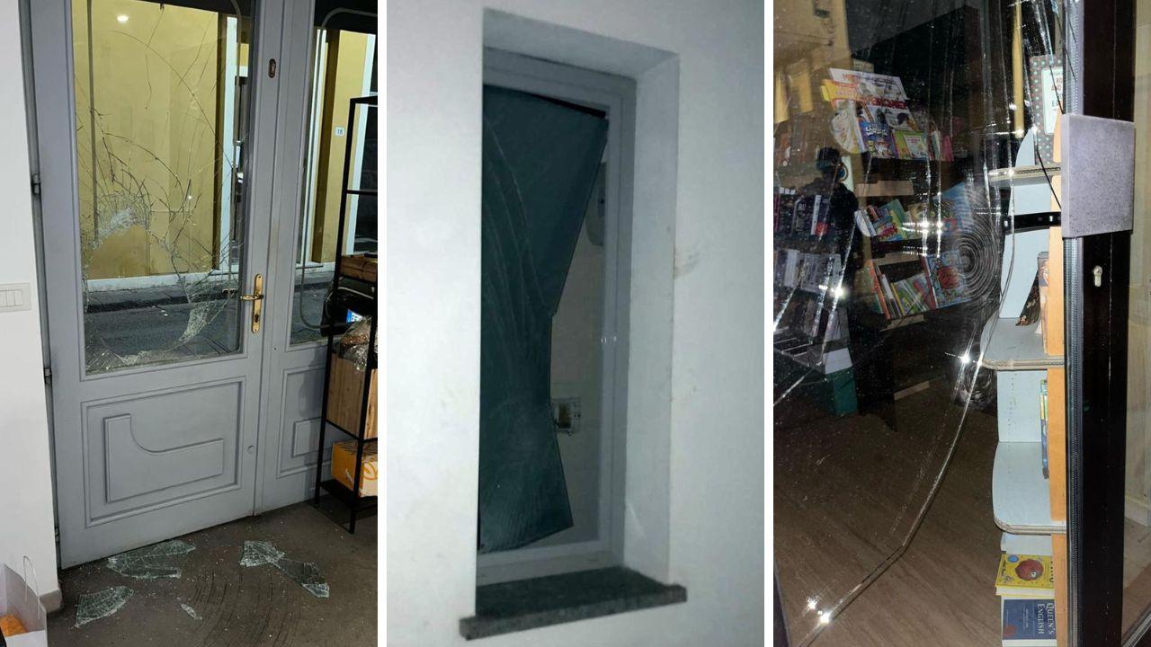 
	Le tre spaccate in centro a Pontedera (Foto Stick)

