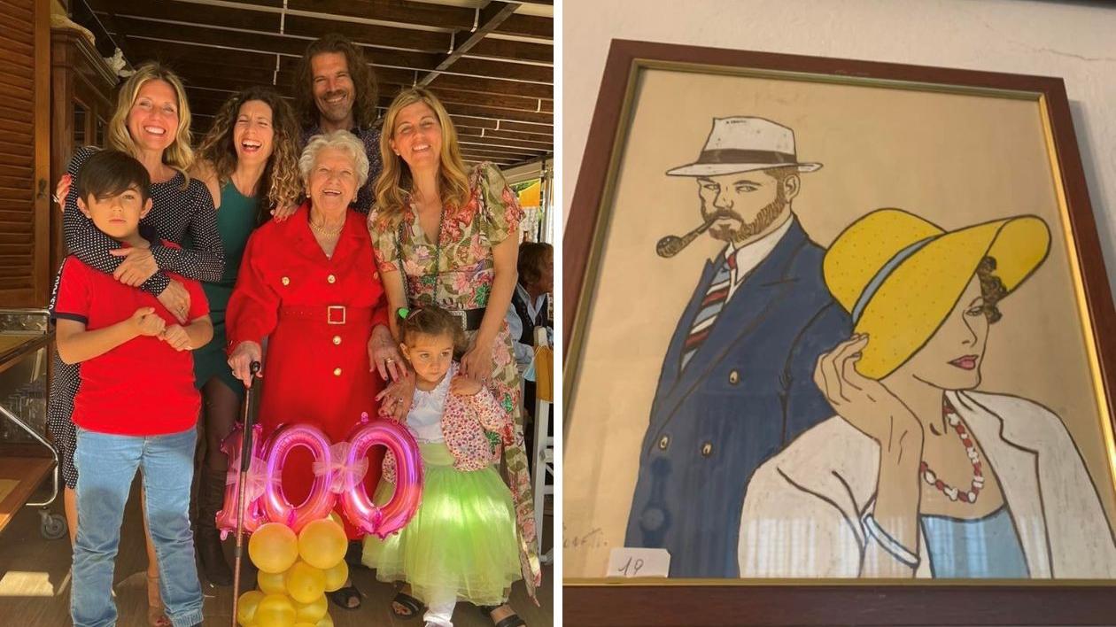 Nonna Fiorina Bonetti mentre festeggia i suoi 100 anni, al centro con tutta la sua adorata famiglia (foto inviata dalla famiglia)