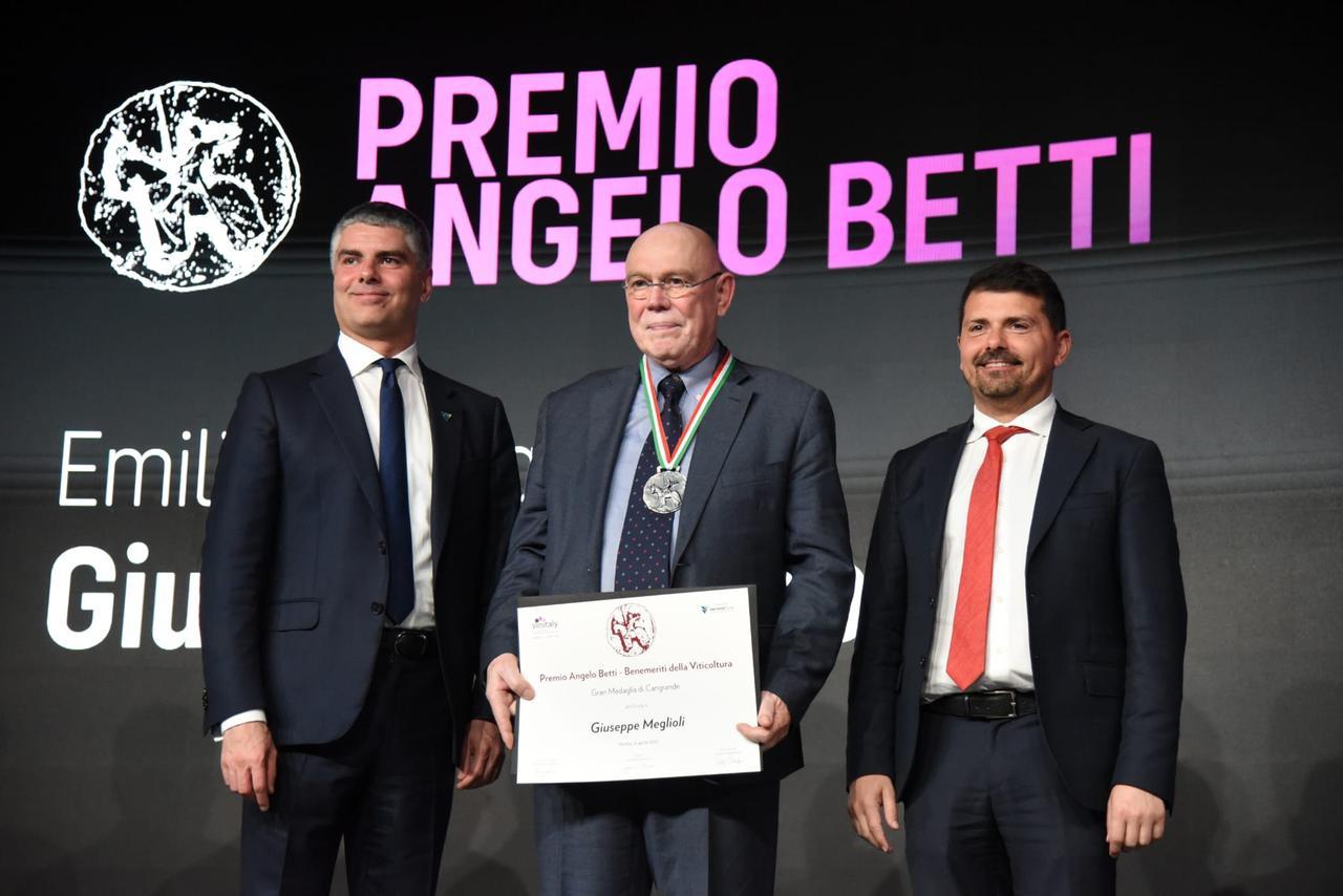 Giuseppe Meglioli premiato al Vinitaly: Medaglia Cangrande alla carriera dell’enologo di Reggio Emilia