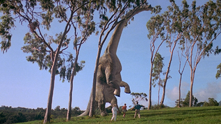 Una scena del film "Jurassic park" di Steven Spielberg